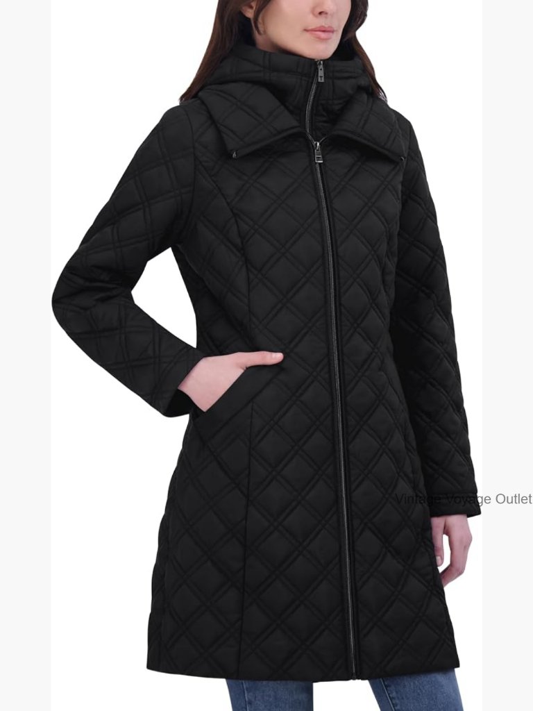 Women's Quilted Jacket With Attached Hooded Bib And Zip-Out Front